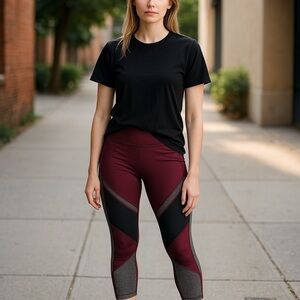 Avia Red and Black Capri Leggings for Active Wear